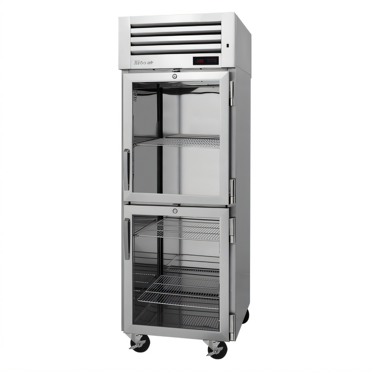 Product image #1 for Turbo Air PRO Series Pass-Thru Heated Pizza Holding Cabinet, One-Section, 27 Cu. Ft., Half-Height Glass Front and Solid Rear Doors