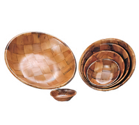 8-Inch Round Woven Keyaki Wood Salad Bowl