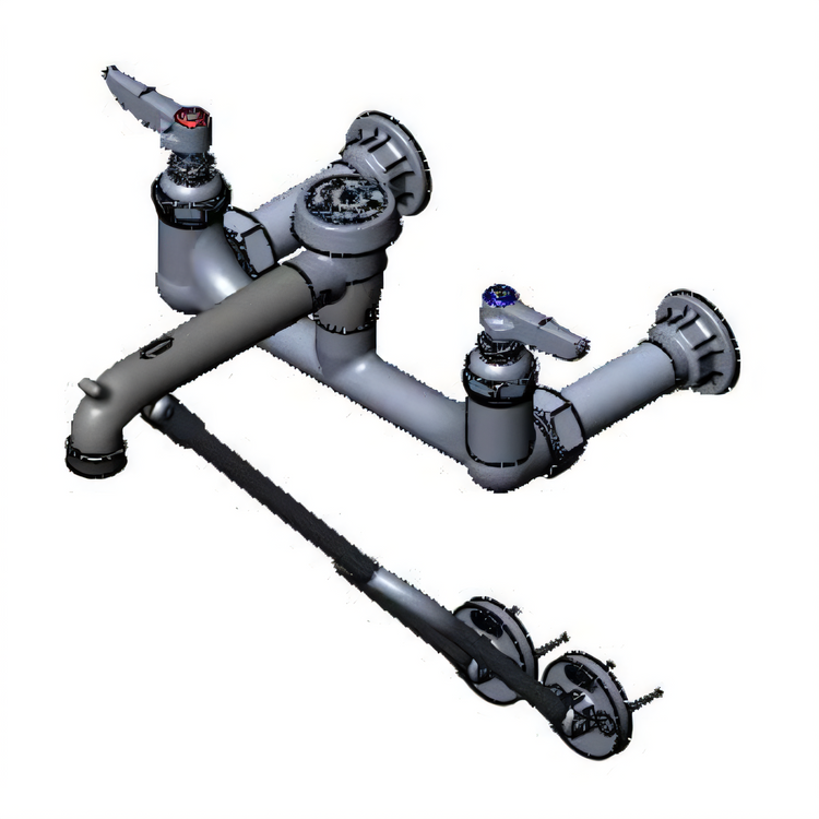Product image #1 for T&S Brass Service Sink Faucet, Adjustable 8-Inch Centers, Wall-Mounted, Rigid Spout, Vacuum Breaker Hook, Rough Chrome-Plated Finish