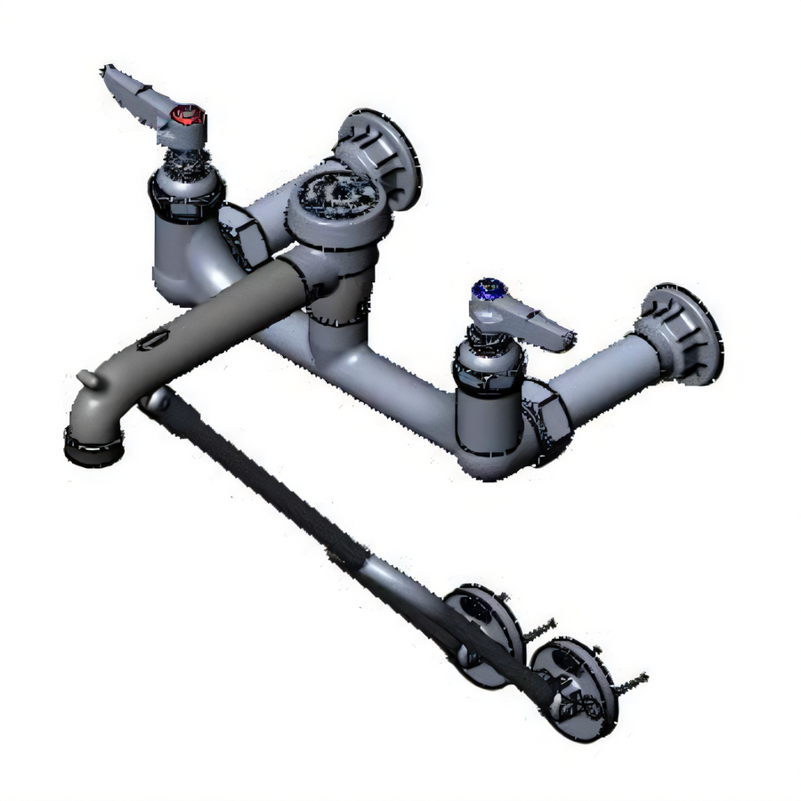 Product image #1 for T&S Brass Service Sink Faucet, Adjustable 8-Inch Centers, Wall-Mounted, Rigid Spout, Vacuum Breaker Hook, Rough Chrome-Plated Finish