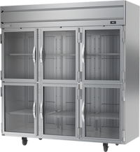 Beverage-Air Horizon Series 3-Section Top-Mount Self-Contained Half-Glass Reach-In Refrigerator, 71.52 Cu. Ft.
