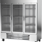 Thumbnail image #1 for Beverage Air Horizon Series HBRF72HC-1-B-G 3-Section Dual-Temperature Glass Door Reach-In Refrigerator/Freezer, Stainless Steel, Bottom-Mount