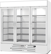 Beverage Air MarketMax Three-Section Reach-In Glass Door Merchandiser Refrigerator, 70.19 Cu. Ft., White, Bottom Mount