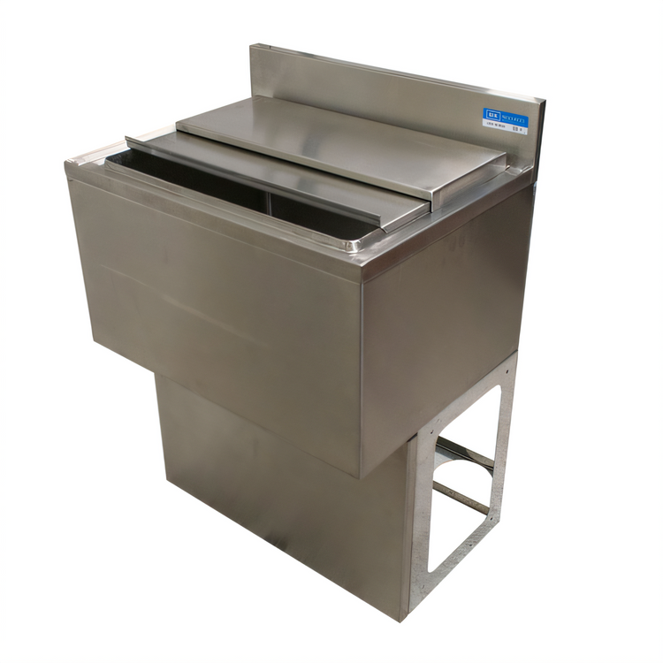 Product image #1 for BK Resources 30-Inch Wide Insulated Underbar Ice Bin with 8-Circuit Aluminum Cold Plate and Pedestal Base, 80 lb Capacity