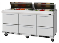 Turbo Air PRO Series 72-5/8-Inch Three-Section Mega Top Sandwich/Salad Prep Table with 6 Drawers