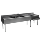 Thumbnail image #1 for Eagle Group 2200 Series BC10C-22R 120-Inch Underbar Combination Unit with 3-Compartment Sink, Dual Drainboards, Right Insulated Ice Bin