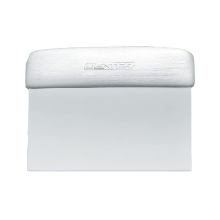 Product image #1 for Sani-Safe 6 Inch x 3 Inch Dough Cutter/Scraper with Stainless Steel Blade and Textured White Polypropylene Handle