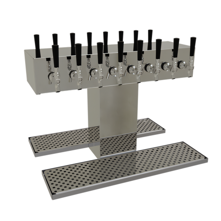 Product image #1 for Glastender Double-Sided Single-Column 16-Faucet Countertop Glycol-Cooled Draft Dispensing Tower, Mirror Finish