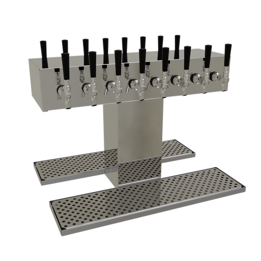 Product image #1 for Glastender Double-Sided Single-Column 16-Faucet Countertop Glycol-Cooled Draft Dispensing Tower, Mirror Finish