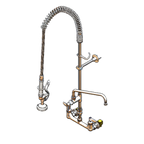 Thumbnail image #1 for T&S Brass EasyInstall B-0133-12-CRVBE 8-Inch Wall-Mount Pre-Rinse Faucet with Add-On Faucet, 12-Inch Swivel Nozzle, 1.15 GPM Spray Valve