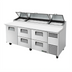 Thumbnail image #1 for True 93.5-Inch Self-Contained Refrigerated Pizza Prep Table with 1 Door and 4 Drawers