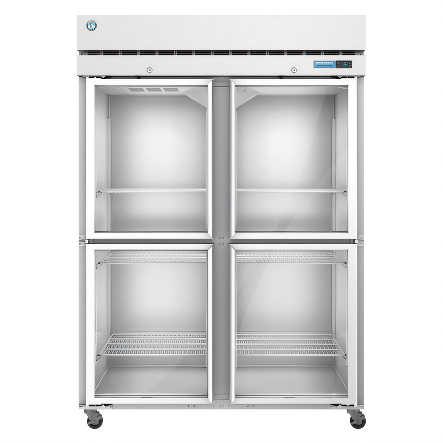 Product image #1 for Steelheart Two-Section Reach-In Freezer with 4 Half-Hinged Glass Doors, 50.37 Cu. Ft., Top-Mounted Self-Contained Refrigeration