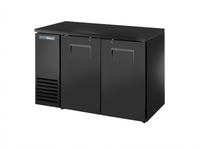 Two-Section Single-Zone Solid Swing Door Back Bar Cooler, 48-1/8 Inch Wide, 24 Inch Deep, Black Sub Top and Black Exterior