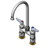 Thumbnail image #1 for T&S Brass Double Pantry Deck-Mount Mixing Faucet, 4-Inch Adjustable Centers, 5-3/4-Inch Swivel Gooseneck Spout