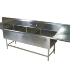Thumbnail image #1 for John Boos Pro-Bowl 3PB1618-2D30 3-Compartment Stainless Steel Sink, Dual 30-Inch Drainboards, 16 x 18 x 12-Inch Bowls, 10-Inch Backsplash