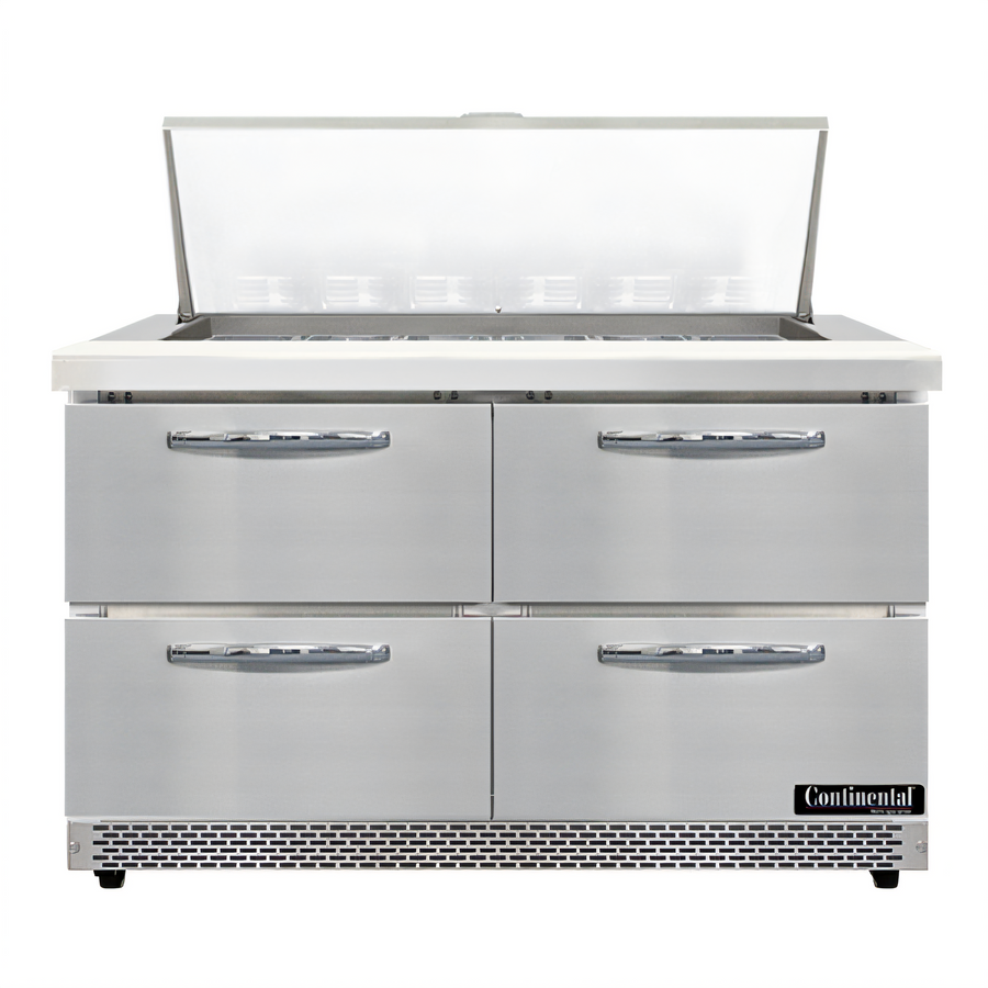 Product image #1 for Continental Refrigerator SW48N18M-FB-D Mighty Top 48" Two-Section Front Breathing Sandwich Unit Refrigerator with Drawers