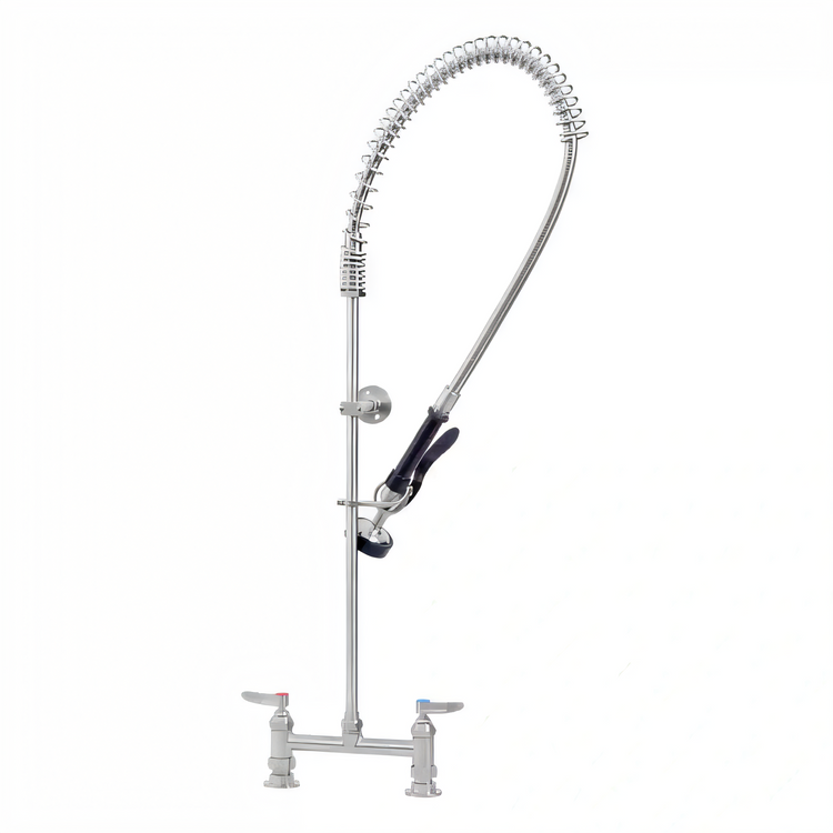 Product image #2 for EverSteel Stainless Steel 8-Inch Deck Mount Pre-Rinse Mixing Faucet Assembly with 24-Inch Riser and 44-Inch Hose