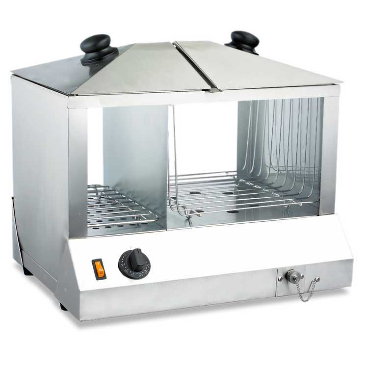 Product image #1 for Omcan USA Countertop Side-by-Side Hot Dog Steamer and Bun Warmer, 100 Hot Dogs / 48 Buns, 120V