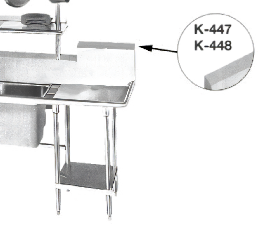 Product image #1 for Advance Tabco K-448 High Backsplash Sink Splash Guard, Up to 13 Inches, Per Linear Foot