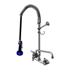 Thumbnail image #1 for T&S Brass B-0133-12ACRB8T Wall-Mount Pre-Rinse Unit with Add-On Faucet, 8-Inch Centers, 12-Inch Swing Spout, 44-Inch Hose