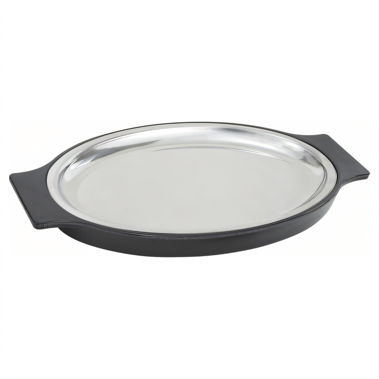 Product image #1 for Winco 11-Inch Oval Stainless Steel Platter and Bakelite Underliner Set