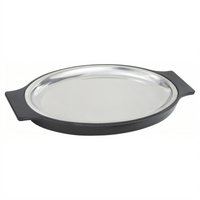 Winco 11-Inch Oval Stainless Steel Platter and Bakelite Underliner Set