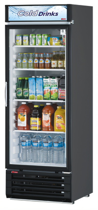 Turbo Air 1-Section Self-Contained Glass Door Merchandiser Refrigerator, 20.3 Cu. Ft., Bottom Mount
