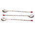 Thumbnail image #1 for Deluxe 11-Inch Twisted Stainless Steel Bar Spoon with Red Knob, 6-Pack