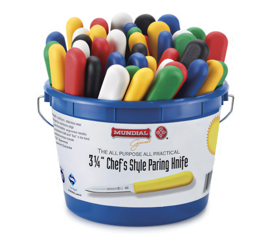 Product image #1 for Mundial Chef's Style Paring Knife, 3-1/4 Inch, Assorted Colors, 48-Piece Bucket