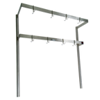 Thumbnail image #1 for John Boos PRD3A Table-Mounted Double-Bar Stainless Steel Pot Rack, 79-1/4"W x 13-5/8"D x 48"H, with 14 Double Hooks