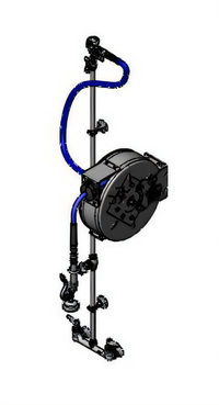 Enclosed Stainless Steel Retractable Hose Reel Assembly with 30' Hose and Exposed Piping