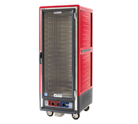 Metro C5 3 Series Full-Height Mobile Heated Holding Cabinet with Clear Polycarbonate Door, Fixed Wire Slides, Lower Wattage
