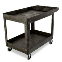 Rubbermaid Commercial Products Heavy-Duty Black Structural Foam Bus Cart with 2 Lipped Shelves