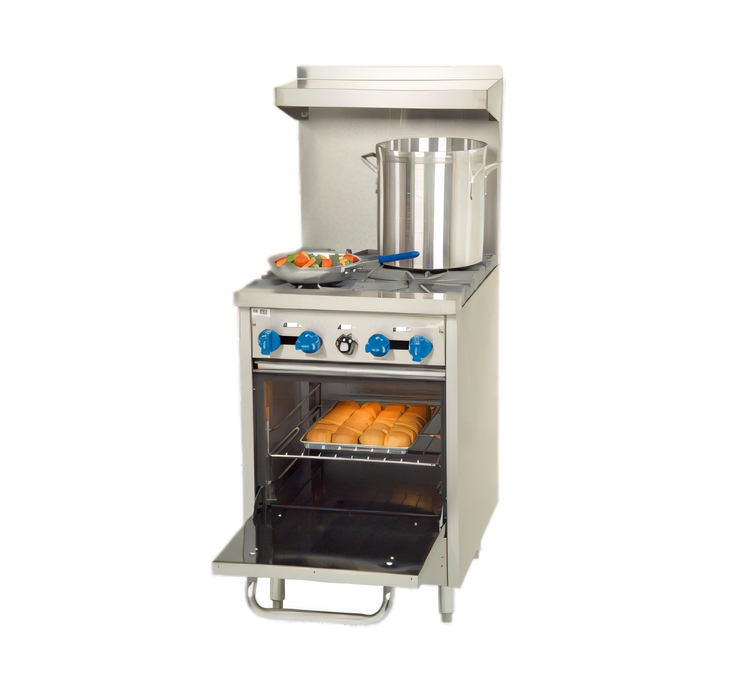 Product image #1 for Comstock-Castle F318 24-Inch Commercial Gas Range with 4 Open Burners, Space-Saver Oven, Backriser and High Shelf