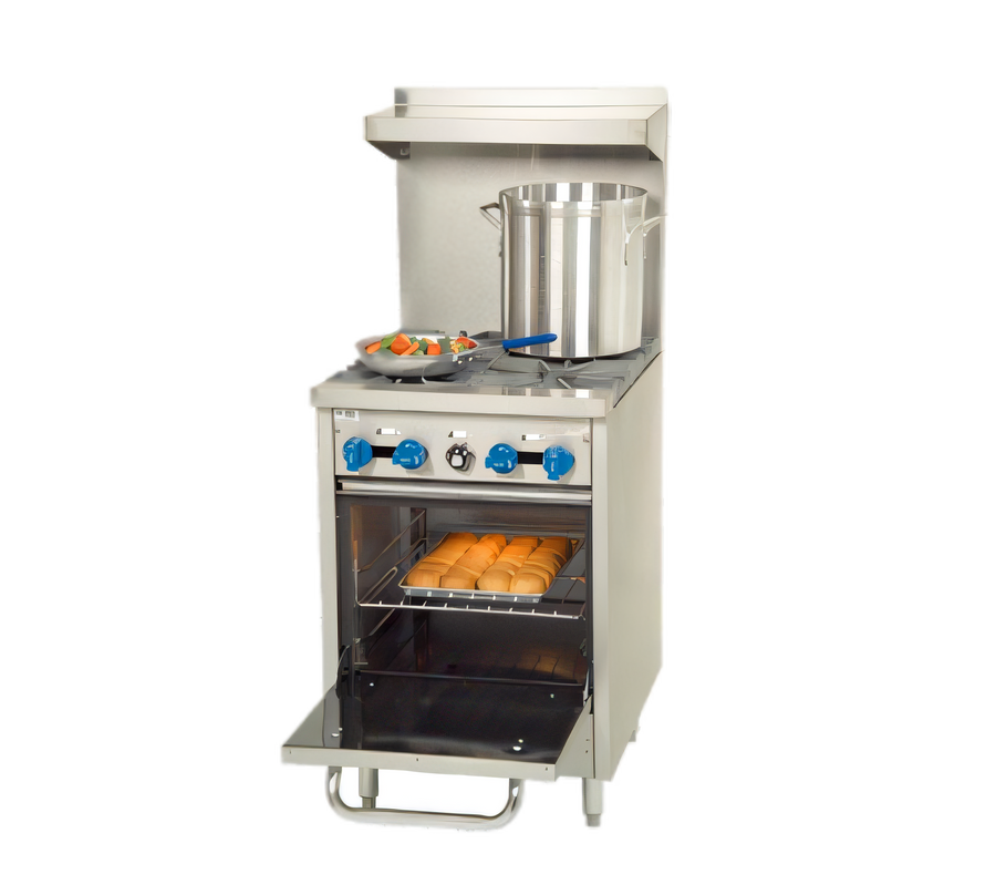 Product image #1 for Comstock-Castle F318 24-Inch Commercial Gas Range with 4 Open Burners, Space-Saver Oven, Backriser and High Shelf