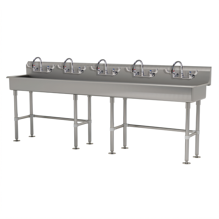 Product image #1 for Advance Tabco 100-Inch Freestanding ADA-Compliant 5-Station Multiwash Hand Sink with 5 Faucets