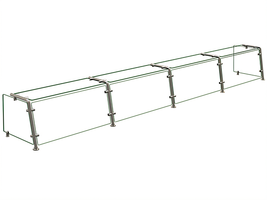 Product image #1 for Hatco Flav-R-Shield EP21 Single-Sided Full-Service Pass-Over Sneeze Guard, 4-Bay, 132 Inch W x 18 Inch D