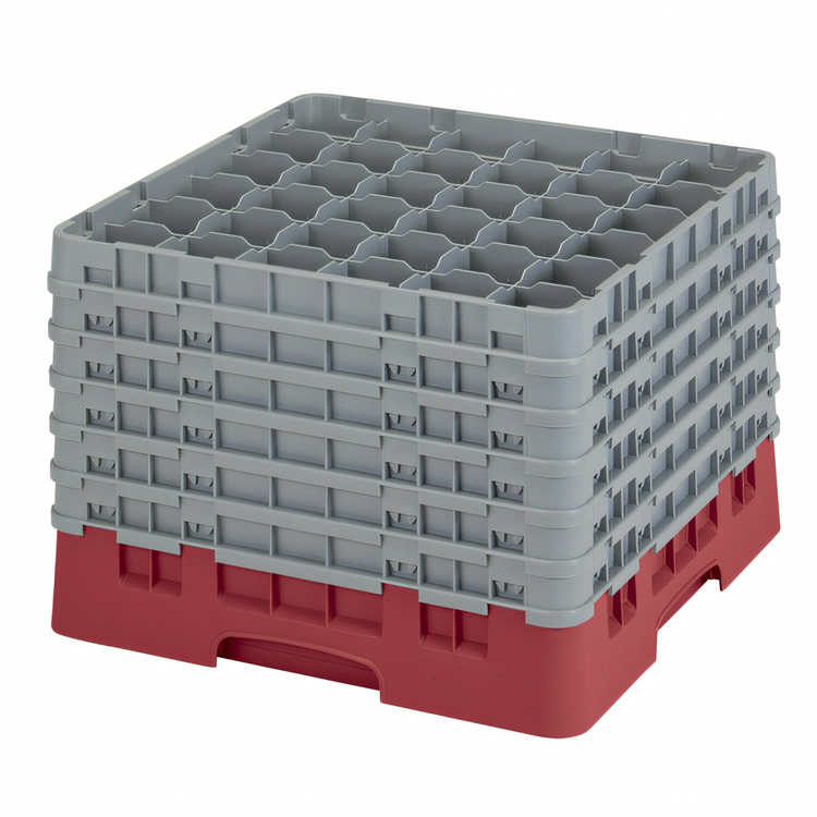 Product image #2 for Camrack® Full Size 36-Compartment Low Profile Glass Rack with 6 Soft Gray Extenders, Cranberry