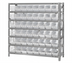 Thumbnail image #1 for Quantum Heavy-Duty Stationary Wire Shelving Unit with 7 Shelves and 48 Clear Bins, 36 x 18 x 39 Inches