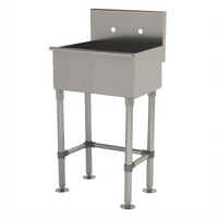 Advance Tabco 1-Station Floor-Mounted Stainless Steel Service Sink with Splash Mount Faucet Holes