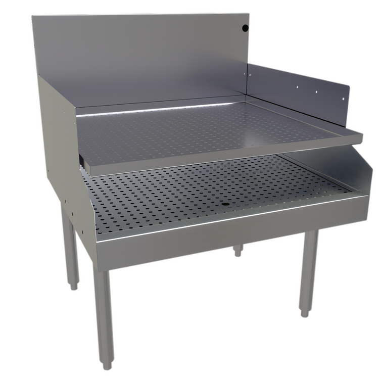 Product image #1 for Glastender Free-Standing Recessed Stainless Steel Drainboard, 30"W x 29"D