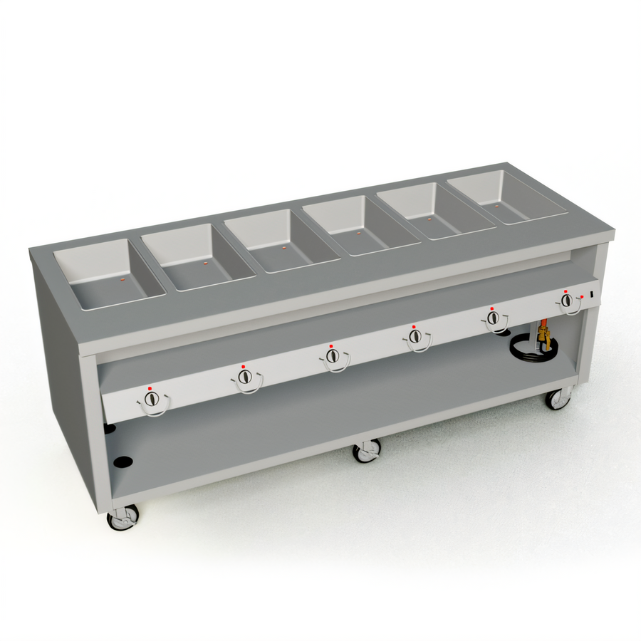 Product image #1 for Thurmaduke TEHF-88PG Mobile 6-Pan Electric Hot Food Unit, 88 Inches Wide