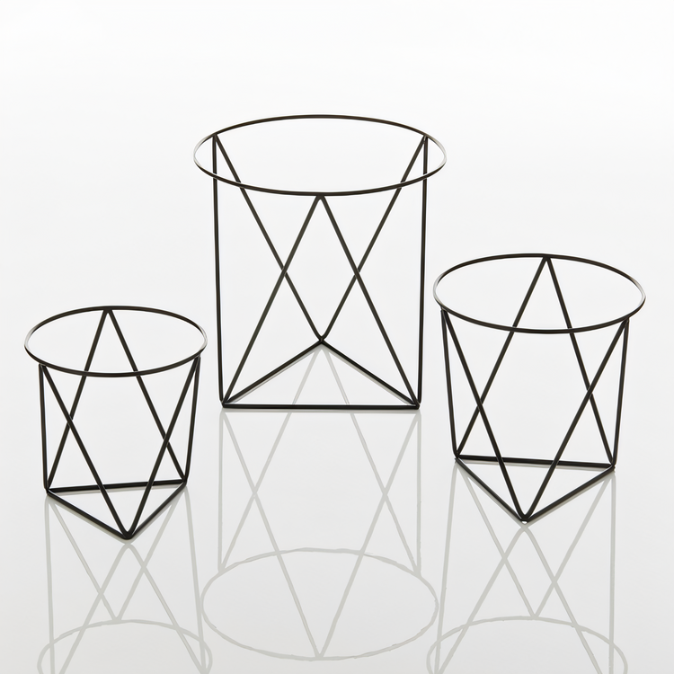 Product image #1 for American Metalcraft Geometric 3-Piece Stainless Steel Buffet Riser Set, Black