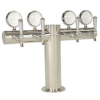 Thumbnail image #1 for Micro Matic USA Metropolis METRO-T-4PSSKR-M 4-Faucet Glycol-Cooled Countertop Draft Beer Tower, Polished Stainless Steel, Illuminated Medallions