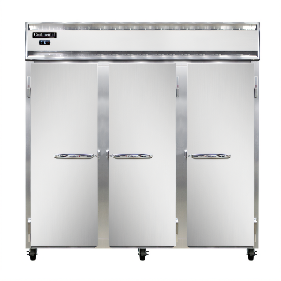 Product image #1 for Continental Refrigerator 3FNSA Three-Section Standard Depth Reach-In Freezer with Stainless Steel Exterior