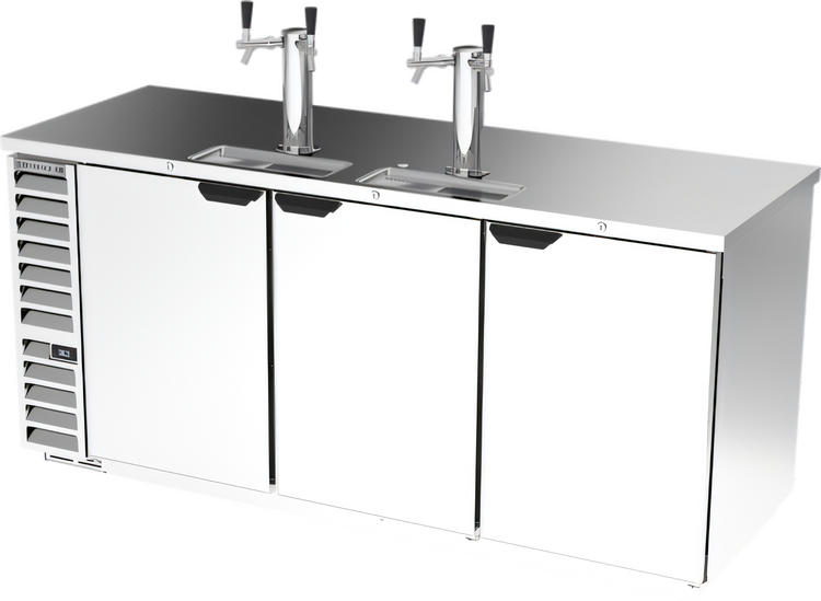 Product image #1 for Beverage-Air DD78HC-S 78-Inch Three-Door Flat Top Direct Draw Beer Cooler with Dual Faucet Towers