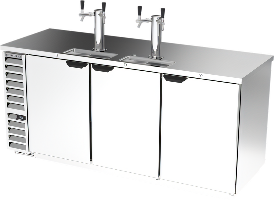 Product image #1 for Beverage-Air DD78HC-S 78-Inch Three-Door Flat Top Direct Draw Beer Cooler with Dual Faucet Towers
