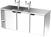 Beverage-Air DD78HC-S 78-Inch Three-Door Flat Top Direct Draw Beer Cooler with Dual Faucet Towers