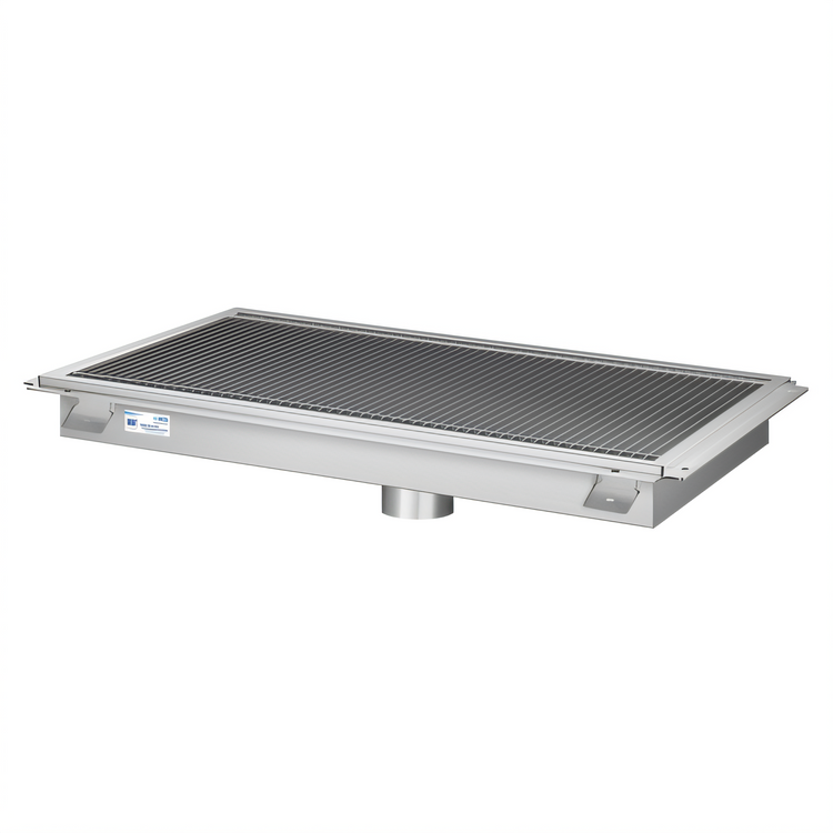 Product image #1 for KoolMore 108-Inch x 18-Inch Commercial Stainless Steel Floor Trough Drain with Subway-Style Grating