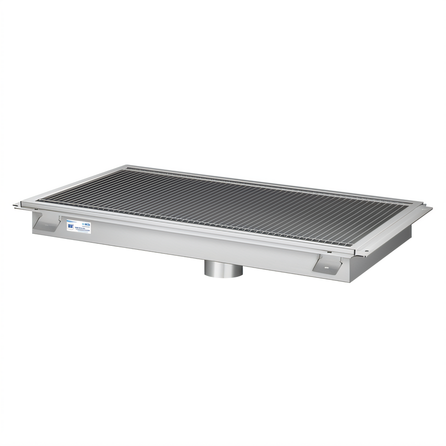 Product image #1 for KoolMore 108-Inch x 18-Inch Commercial Stainless Steel Floor Trough Drain with Subway-Style Grating
